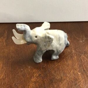 Gray Marble Elephant Figurine 3” long x 2 1/2” tall